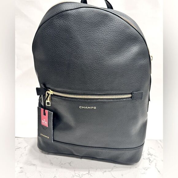 CHAMPS Leather Backpack LEATHER BAG, organizer, Adjustable Shoulder Strap New - Picture 4 of 16
